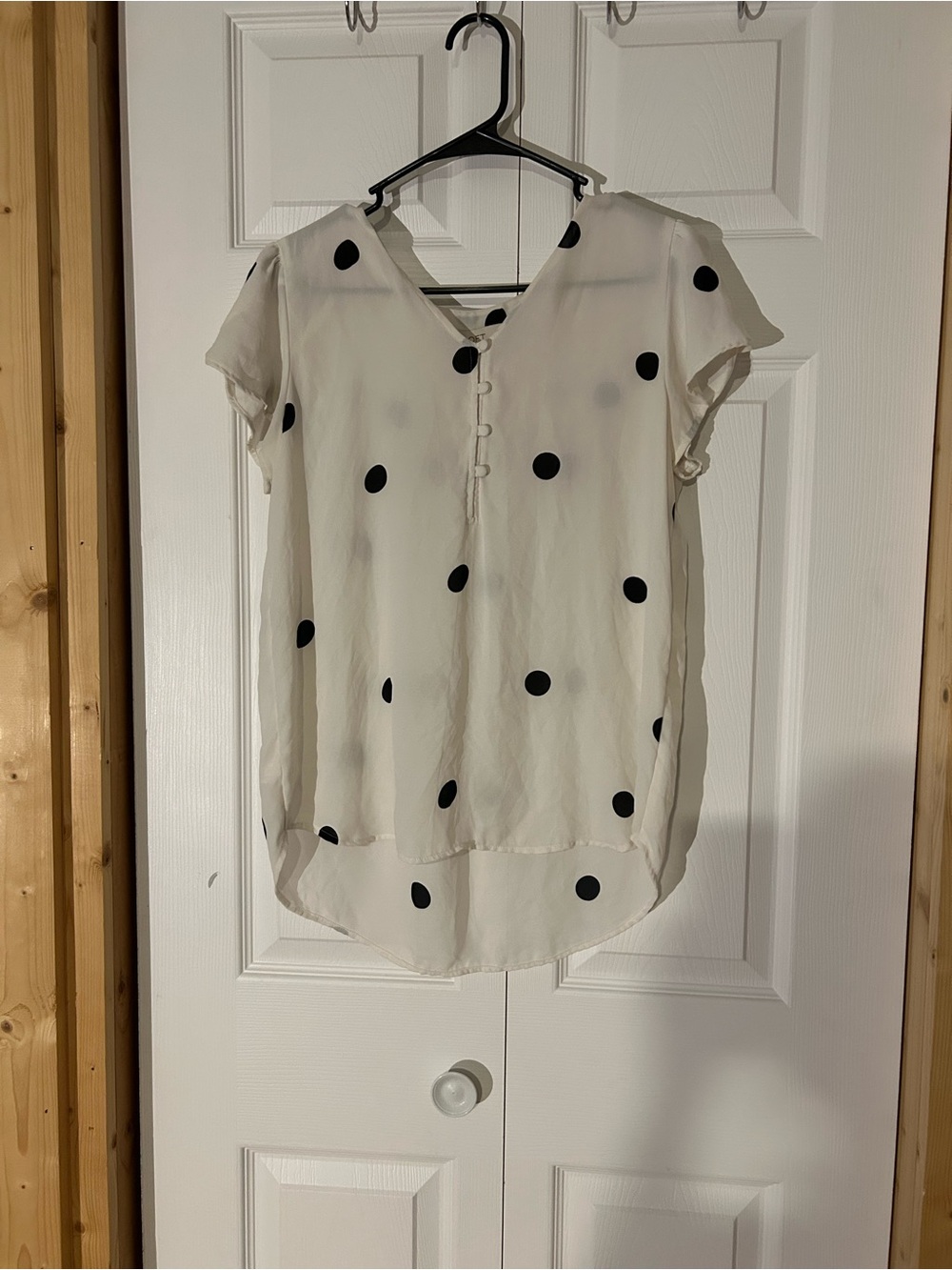 LOFT White Blouse with Black Polka Dots